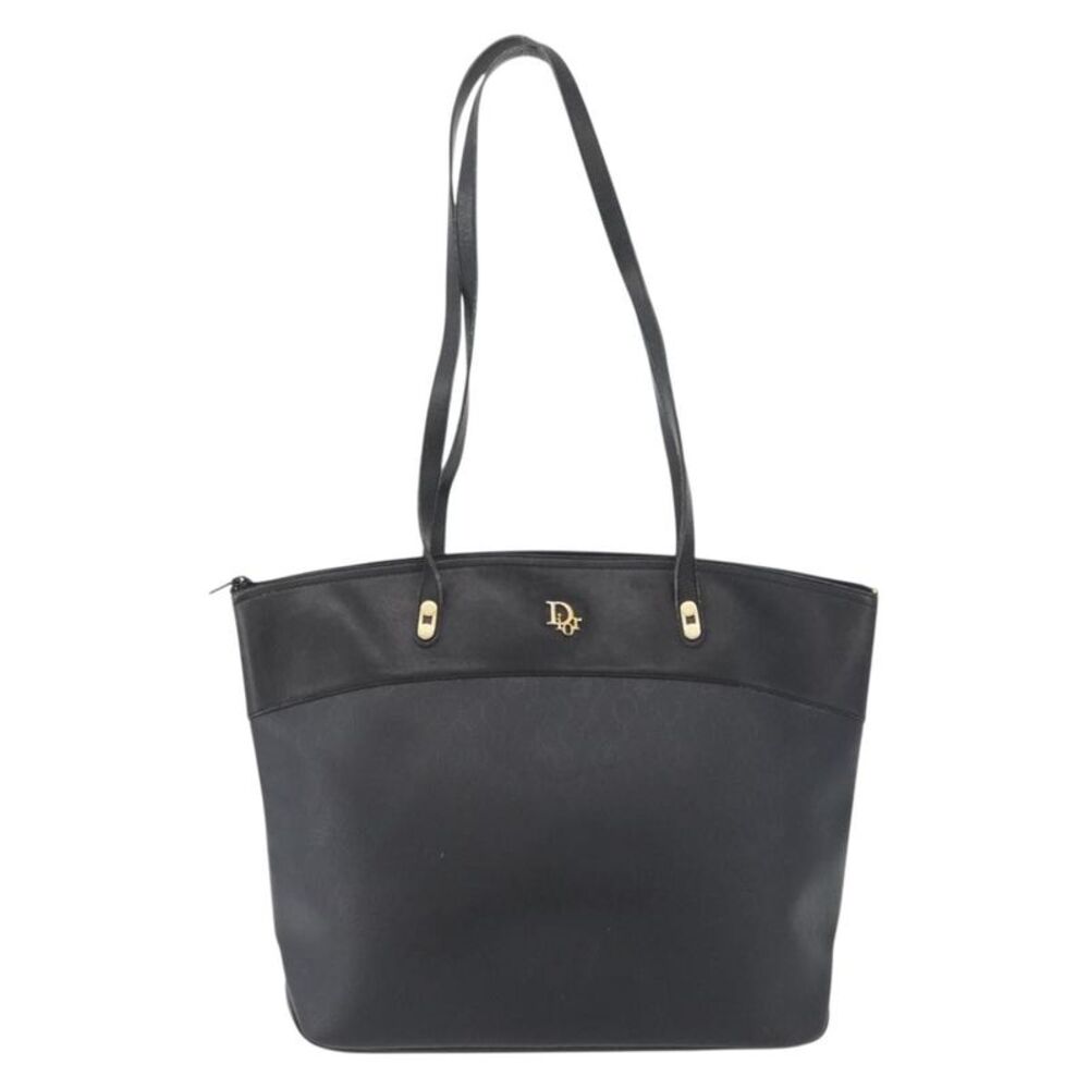Christian Dior Vintage Honeycomb Canvas Black Pvc Shoulder Bag Bag